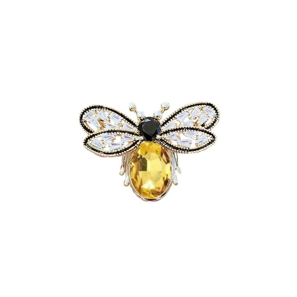 Colorful Rhinestone Crystal Bee Brooch Pin Vintage Bee Pearl Lapel Pin for Wo...