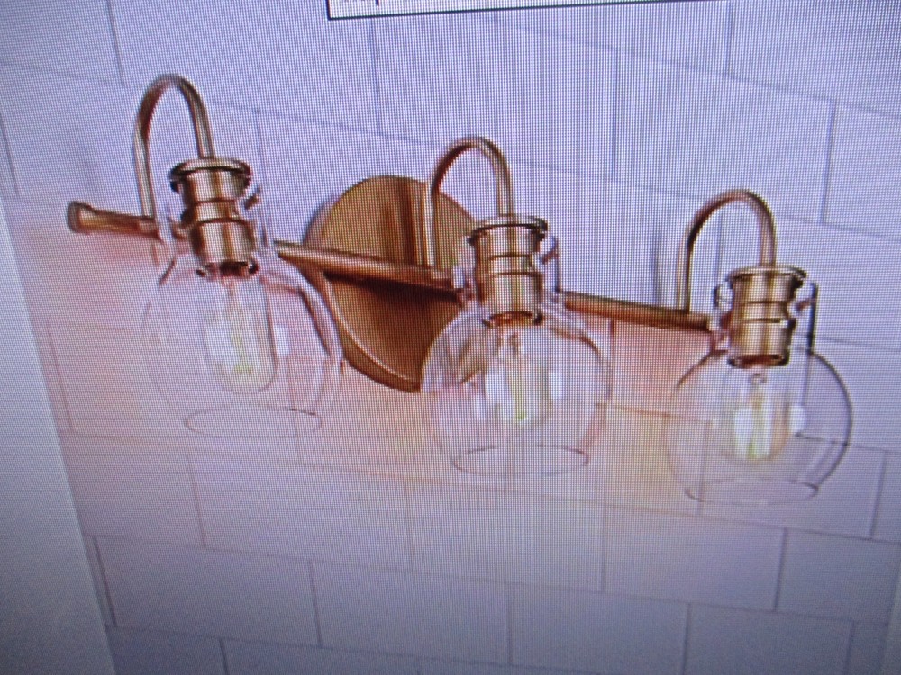 LNC Robb Modern 3-Light Gold Bathroom Vanity Light with Glass Shades # A03569