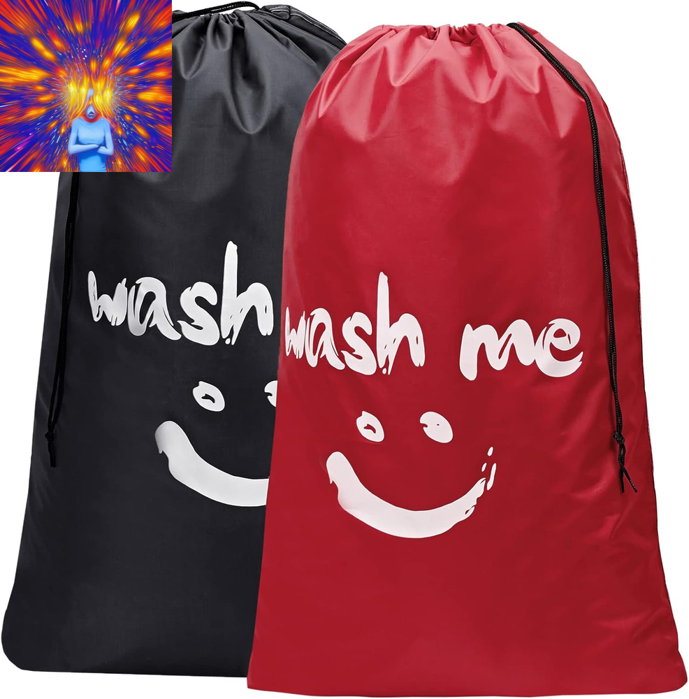 2 Pack XL Wash Me Travel Laundry Bag, Dirty Clothes Organizer, Large Enough to H