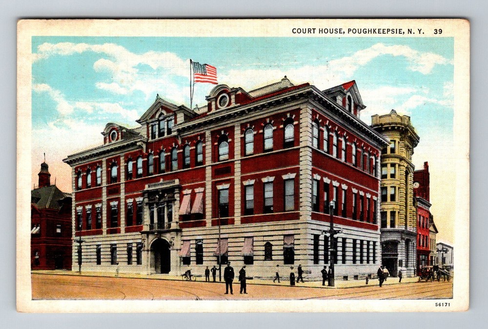 Poughkeepsie, NY-New York, Dutchess County Courthouse Vintage c1938 Postcard