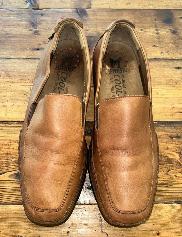 MEPHISTO Edlef Men’s Leather Hazelnut Brown Slip On Driving Loafer Shoes US 9.5