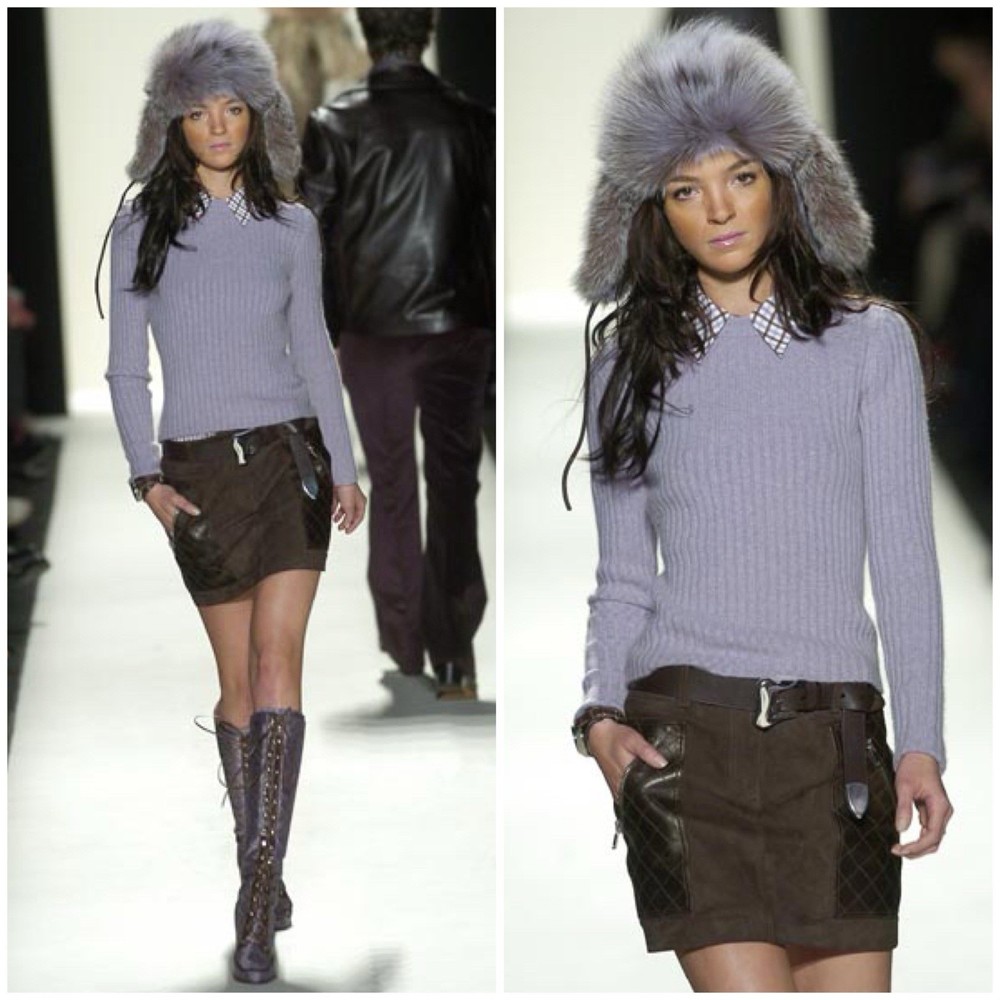 Michael Kors Collection 2004 Vintage $1800 Runway Suede Leather Mini Skirt 2-4
