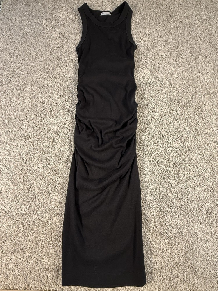 Michael Stars Wren Ribbed Sleeveless Black Midi Dress Size Small