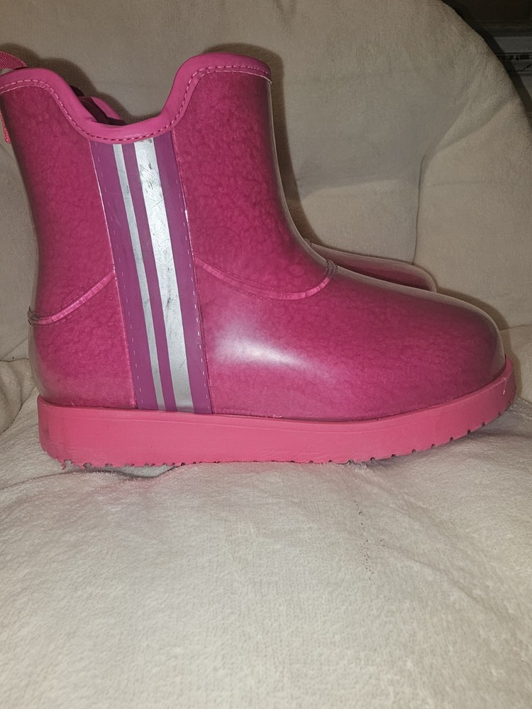 Time & Tru Pink Sherpa-Lined Slip-On Rainboots Warm Winter Shoes Size 7