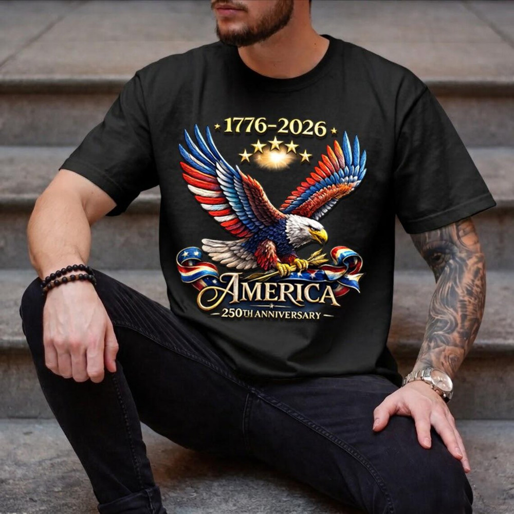 USA 250 Years Bald Eagle Shirt America 250th Anniversary Patriotic 1776-2026 Tee