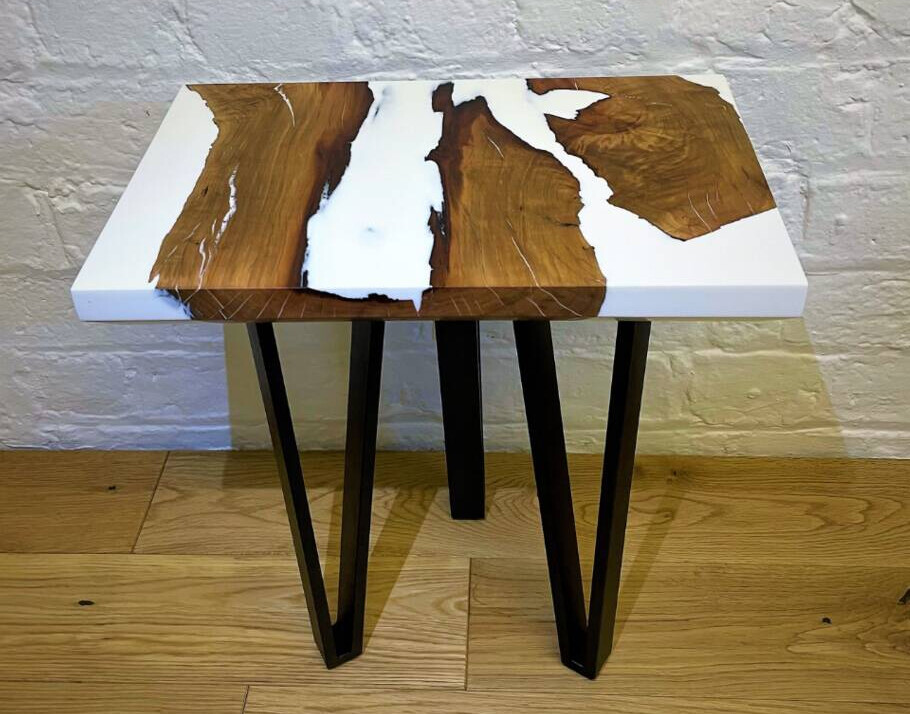 White Epoxy Resin Acacia Wood Center Table for Modern Home Decor-image
