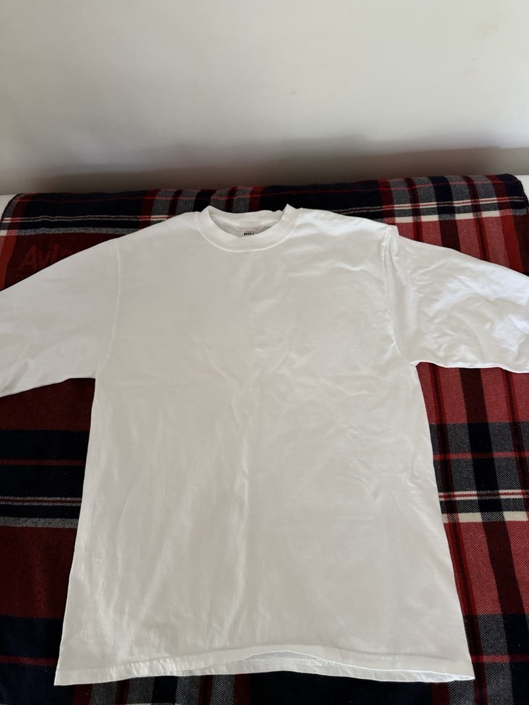Hanes Beefy T Cotton  Mens Large White.