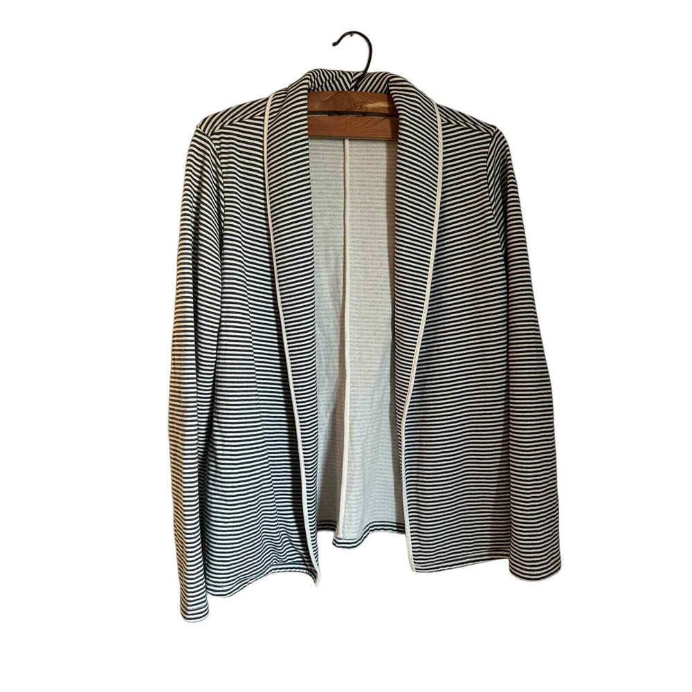 Tommy Bahama Womens Sweater Cardigan Harbor Herringbone Shawl Striped Blue Small