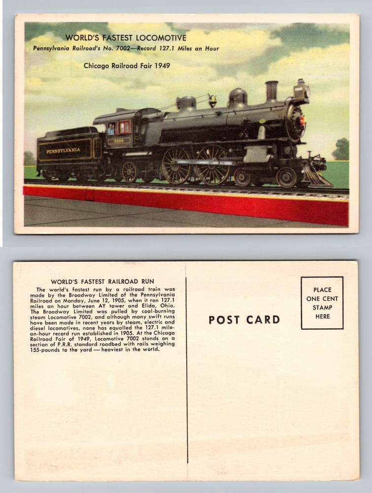 Chicago, IL-Illinois, Worlds Fastest Locomotive Railroad Fair Vintage Postcard