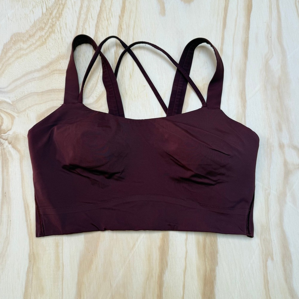 Lululemon Like a Cloud Longline Light Support D/DD Maroon Strap measures sz 10
