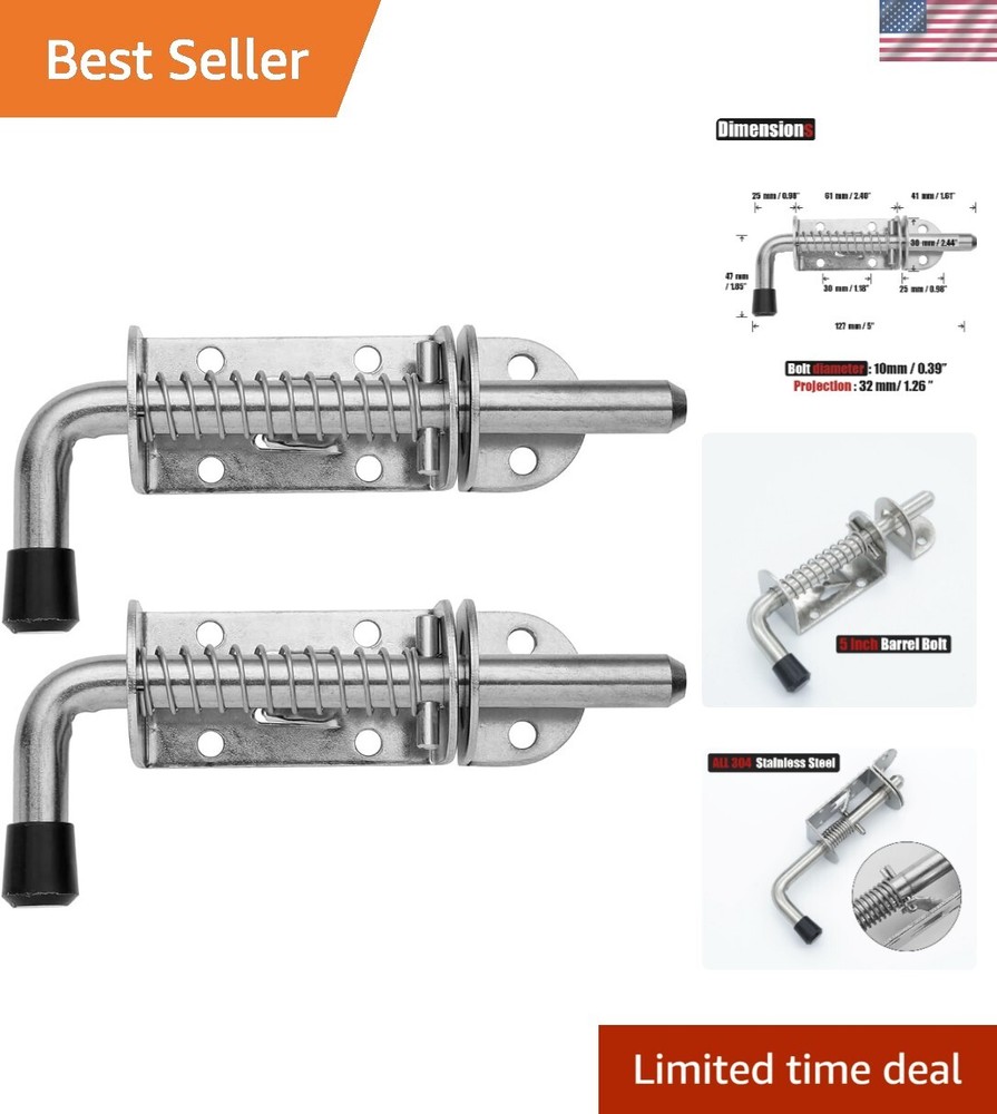 Stainless Steel Spring Latch Pin 304 Thickened 2mm Door Lock Barrel Bolt