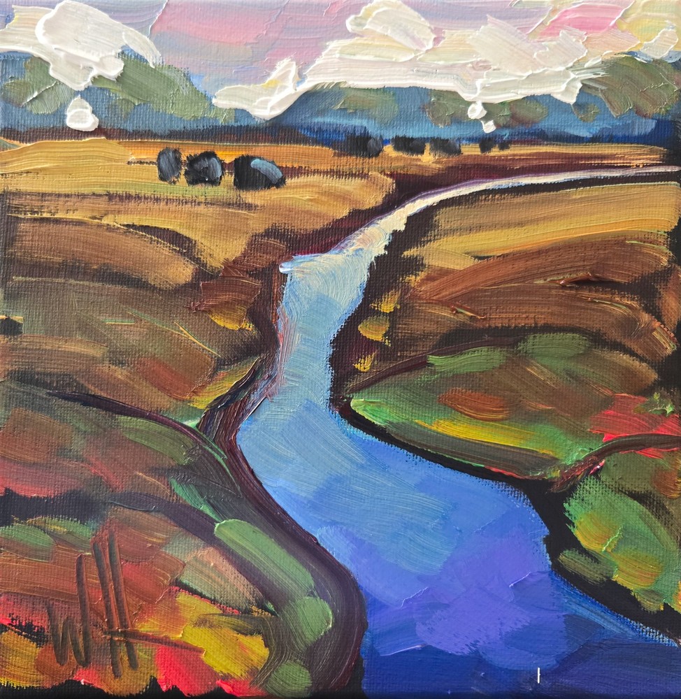 Impressionism Farmland Landscape Painting Original Western Artist Cows Signed