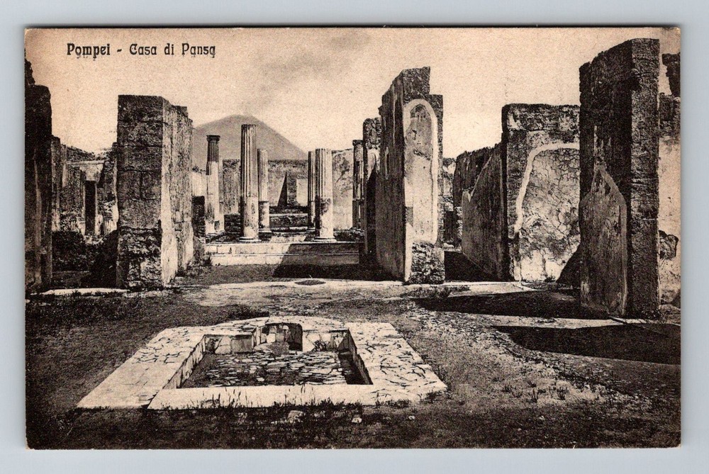 Italy- Pompei House Of Pansa Column Ruins Souvenir Old Postal Vintage Postcard