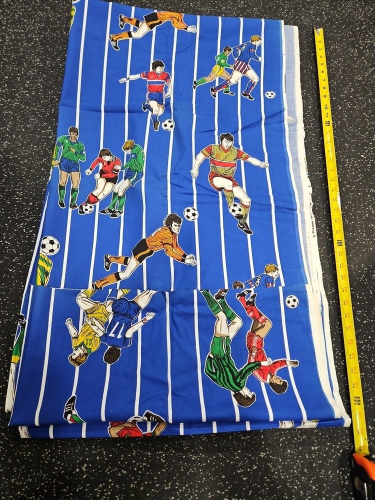 Lot Of 5 Yards Soccer Stars Cotton Fabric
