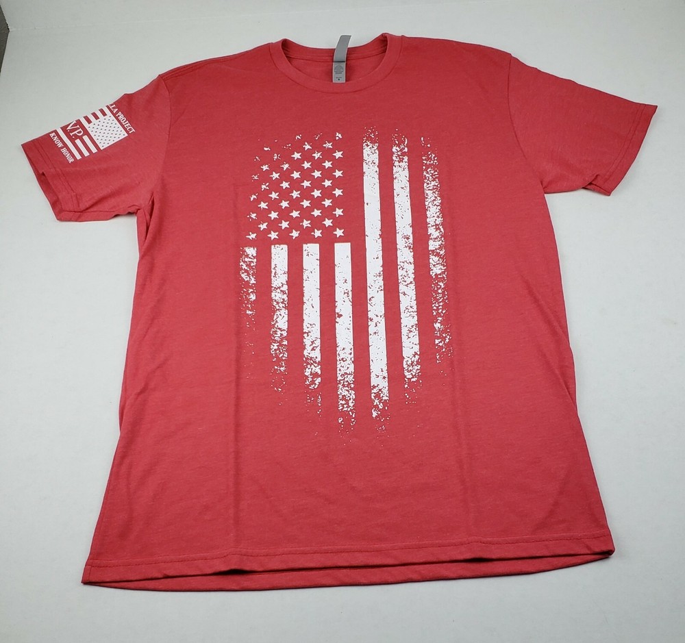 Til Valhalla Project Distressed Flag TShirt Stars & Stripes 4th of July Mens Med