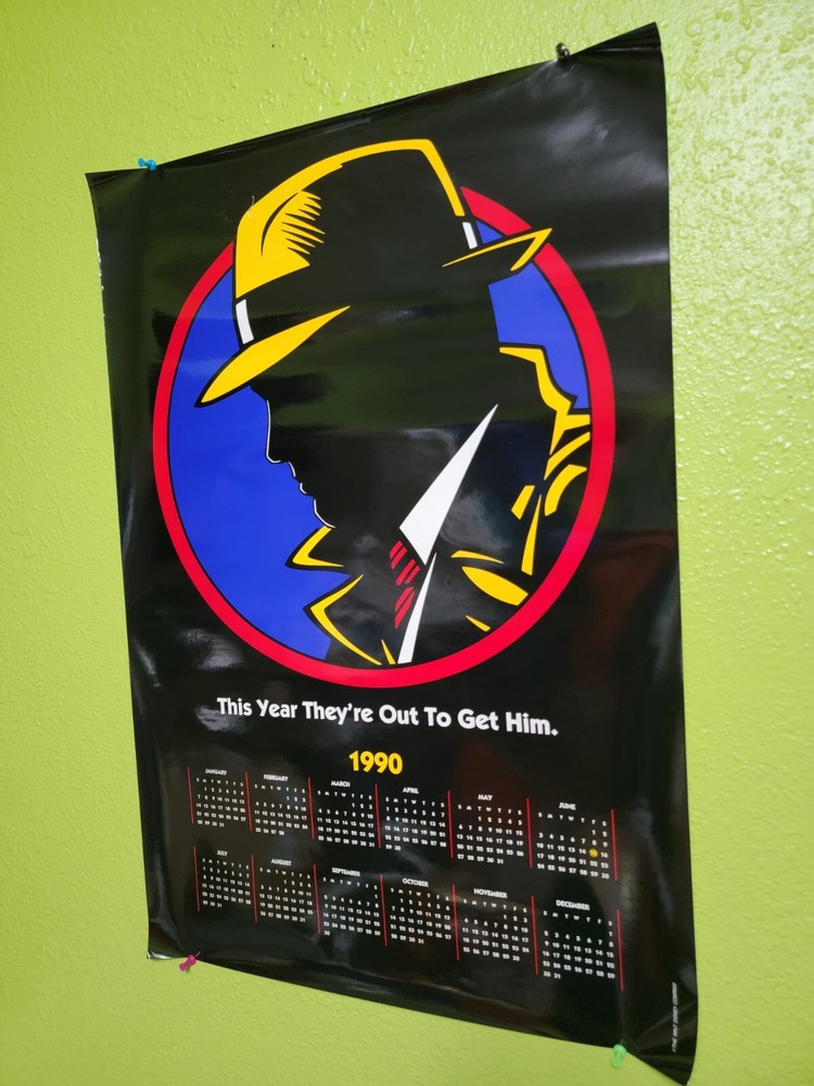 Vintage Dick Tracy Movie Poster Calendar 1990 1990s VTG Walt Disney 18x27