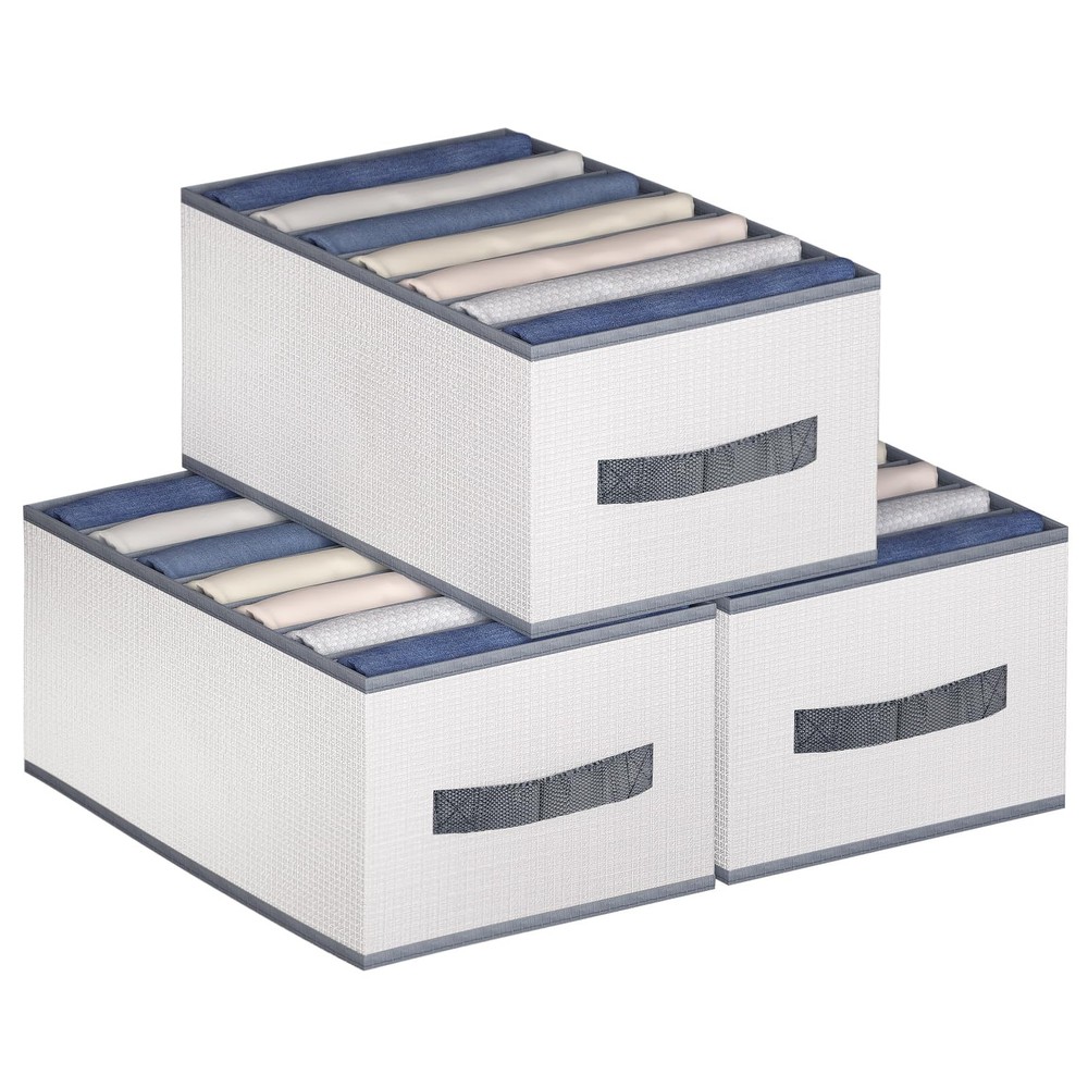 3 Pack Wardrobe Clothes Organizer, 7 Grids Jeans Drawer Closet Organizers and...