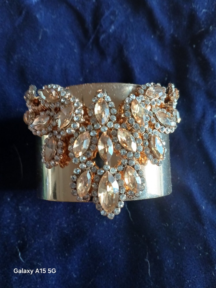 Natasha Gold Tone Cuff with Rhinestones