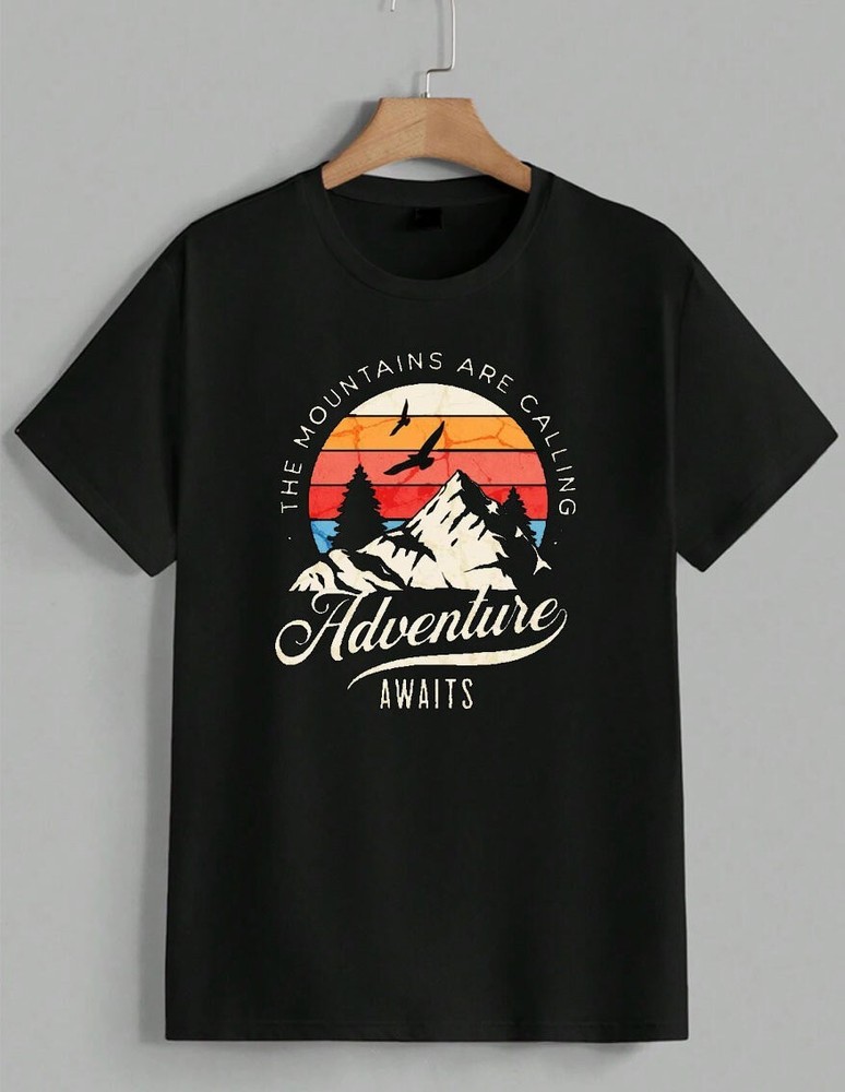 Sunset Mountain Graphic Hiking Camping Lover Adventure Outdoors T-Shirt Unisex