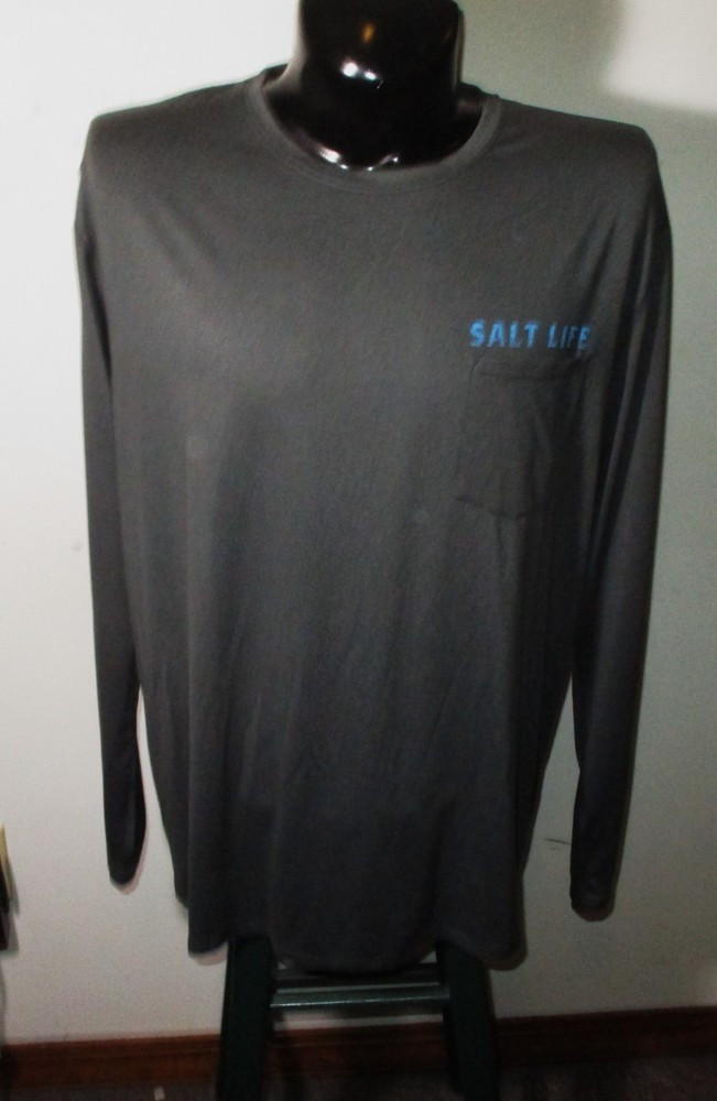 SALT LIFE Gray Long Sleeve Compression Jersey T-Shirt Men's Size 2XL