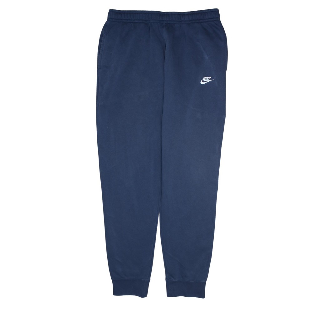 Nike Mens Joggers Navy Blue Fleece Elastic Waist Tapered Embroidered Swoosh L