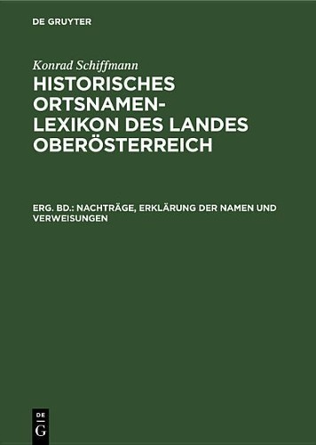 Konrad Schiffmann Nachträge, Erklärung Der Namen Und Verweisungen (Hardback)