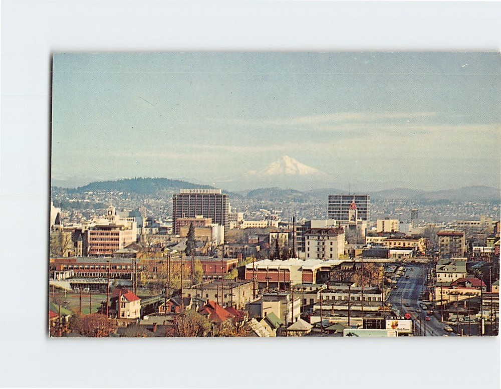 Postcard View of Mount Hood and City of Portland Oregon USA