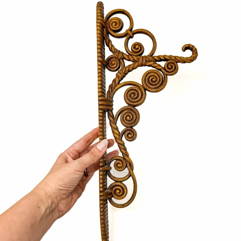 Vintage Homco Faux Wicker Rattan Plant Hanger Brown 16” Decor Boho Mid Century