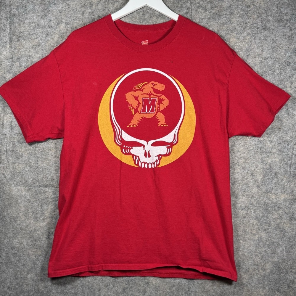 Maryland Terrapins x Grateful Dead Modern Collab T Shirt Mens Size L 21x29 UMD
