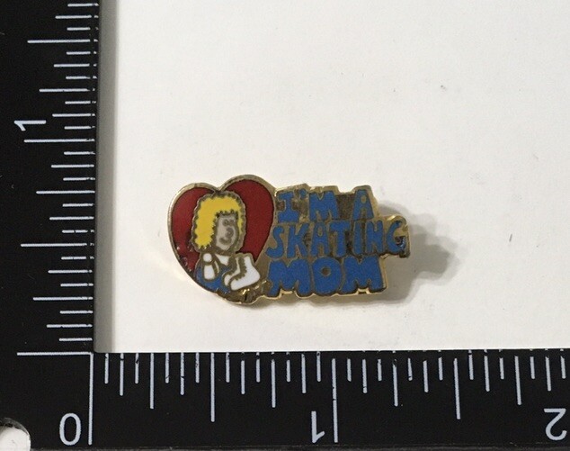 Vintage I’m A Skating Mom Heart Ice Figure Skates Lapel Hat Pin