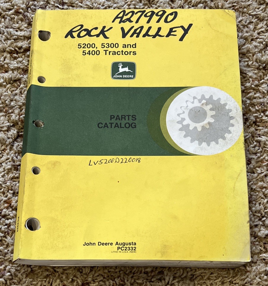 John Deere 5200 5300 5400 5500 Tractor Parts Manual Book Catalog Pc2332