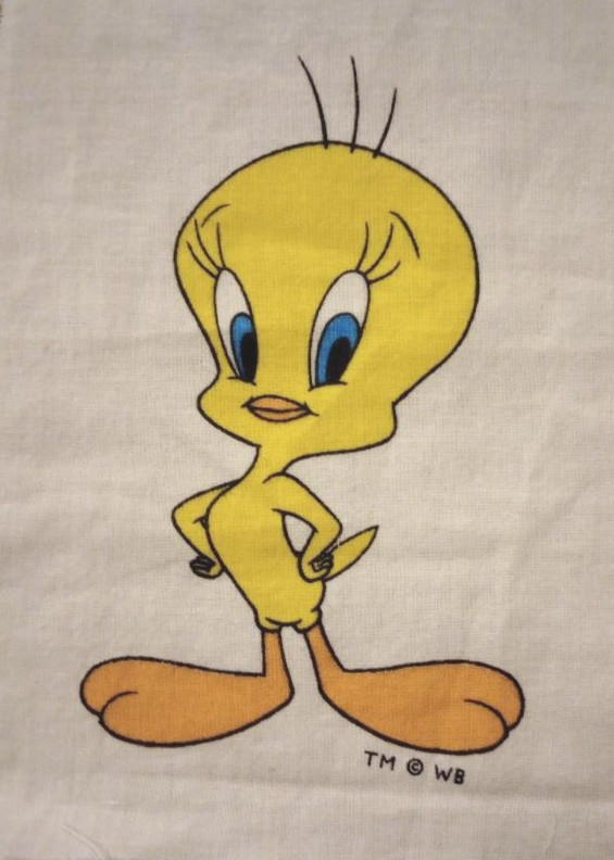 looney tunes tweety fun fabric large piece 6 x 4 inch new
