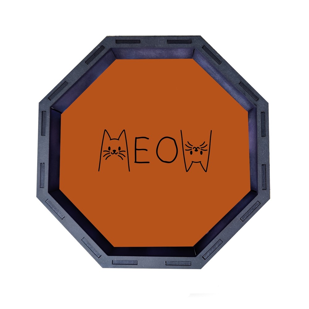 Dice Tray, Meow Cat Octagon Wooden Rolling Tray D&D Tabletop Board Games