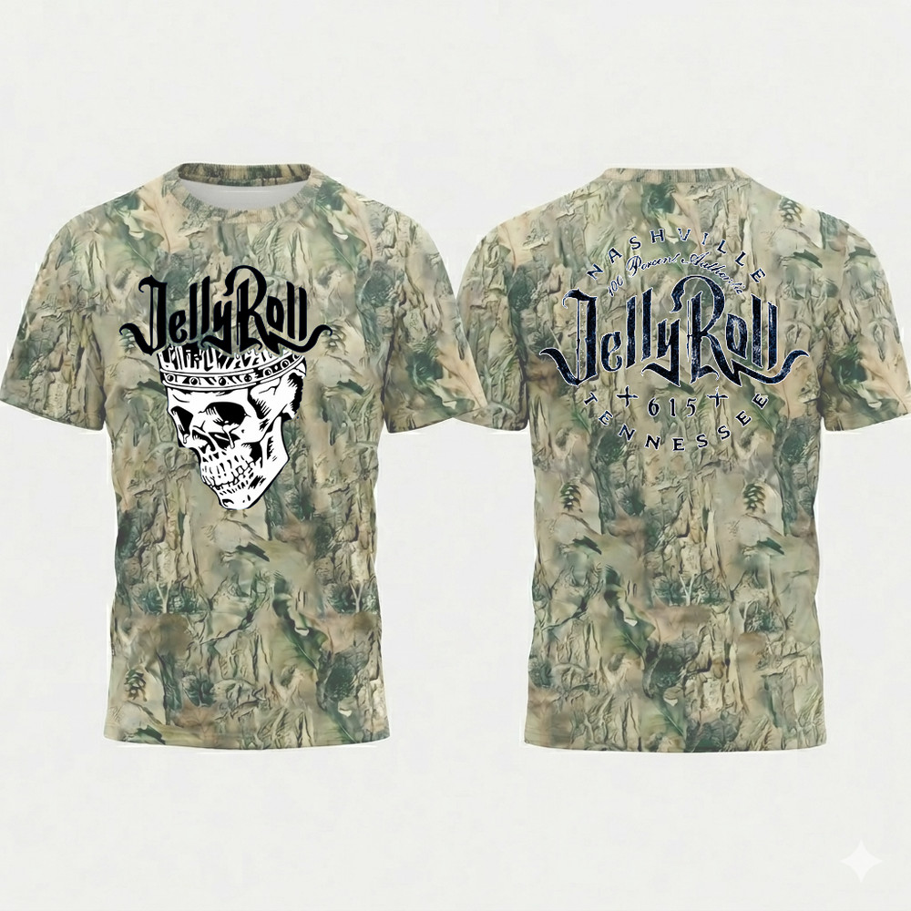 Jelly Roll The Cloud 9 Tour 2026 Merch Camo All Over Shirt - Full Size