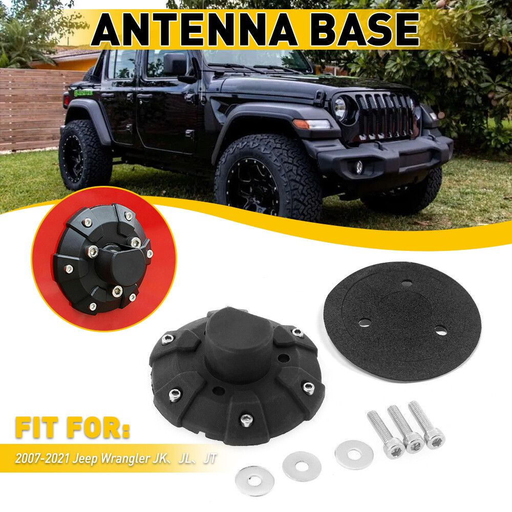 Antenna Base Cover Replacement For Jeep Wrangler JK JL JLU 2007-2021 Black