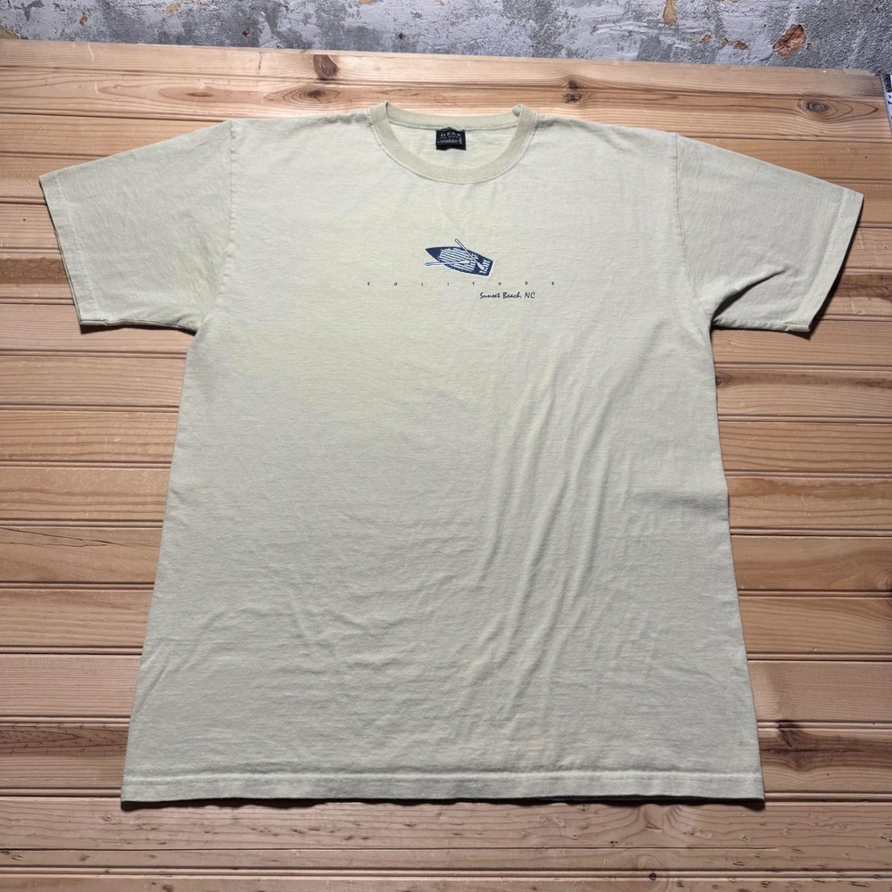 Vintage 90s Sunset Beach North Carolina Solitude Rowboat Souvenir T-Shirt Large