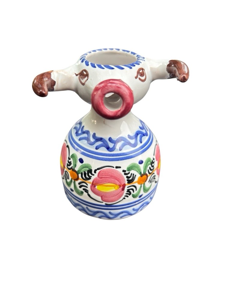 Vintage Spanish Pottery Bull Creamer Pitcher Spanish Signed Espana Talavero