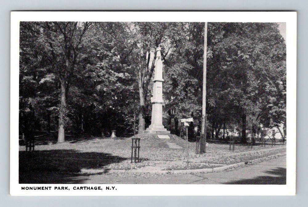 Carthage, NY-New York, Monument Park Soldier Statue Scene Vintage Postcard