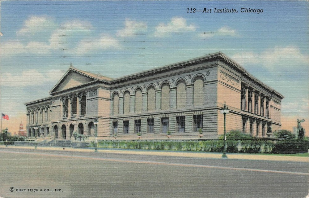 1941/1950 Art Institute and Ferguson Fountain Chicago Illinois Posted Postcard