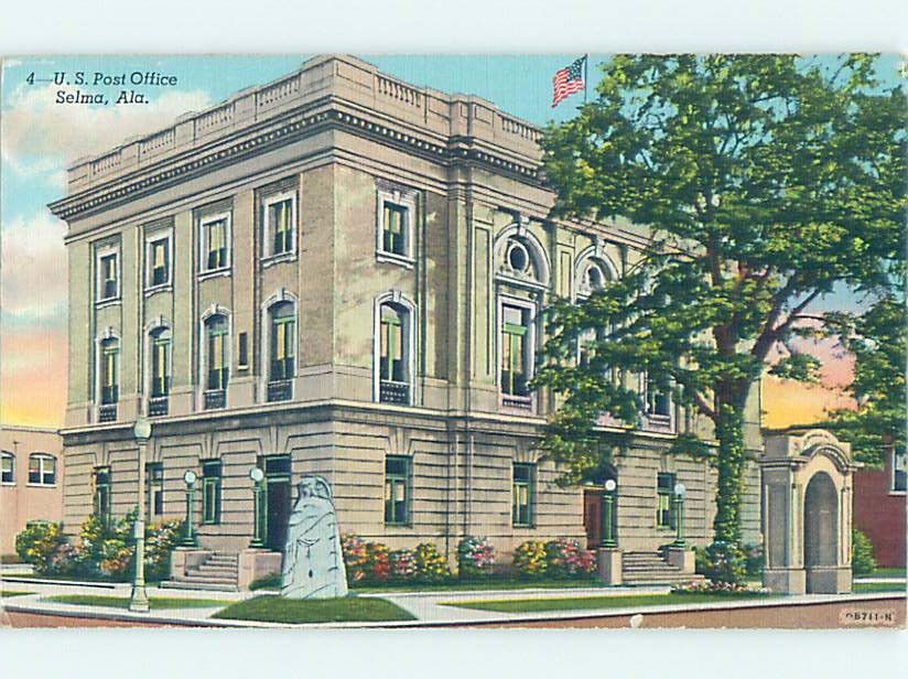 Linen POST OFFICE SCENE Selma Alabama AL m/09 AF0987