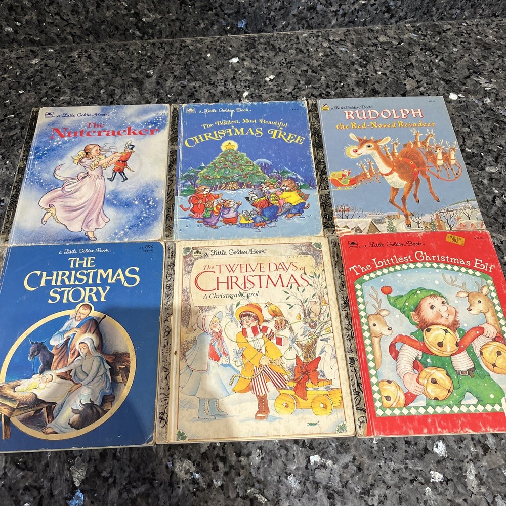 Little Golden Books 6 lot Christmas Winter Rudolph Santa Nutcracker Vintage