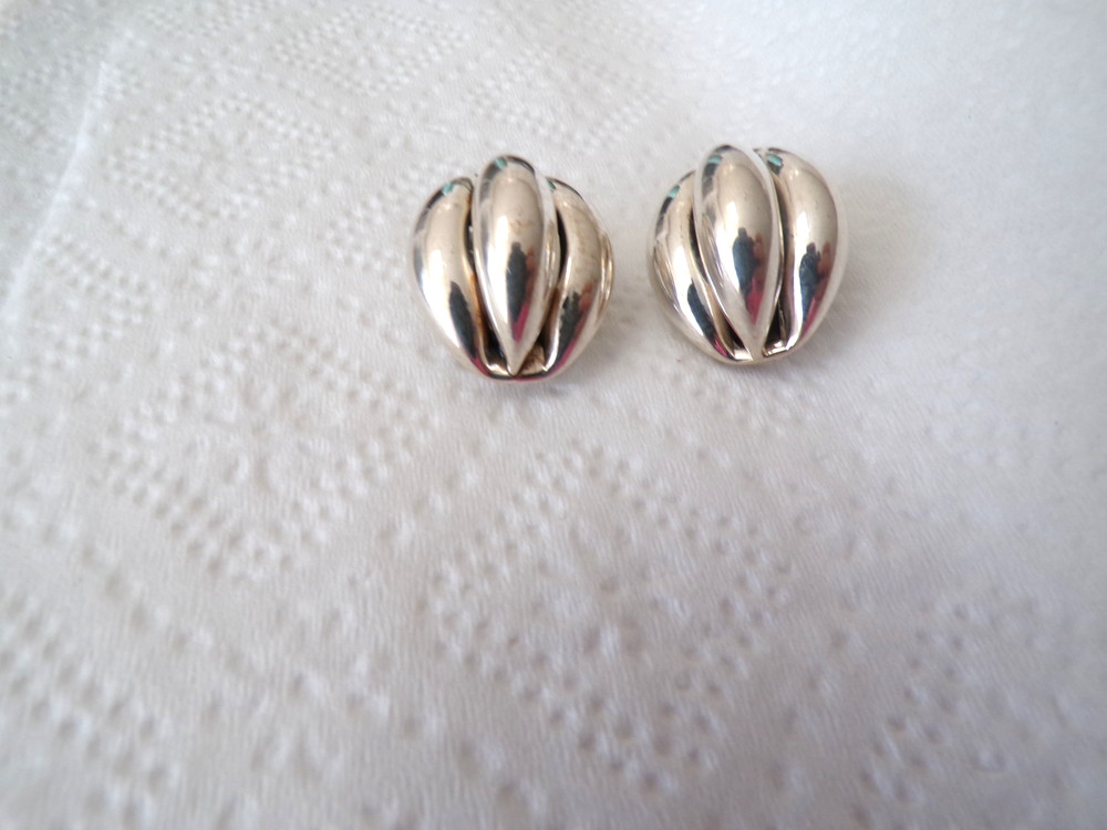 Vintage DANECRAFT Sterling Silver Clip On Earrings Retro Art Deco