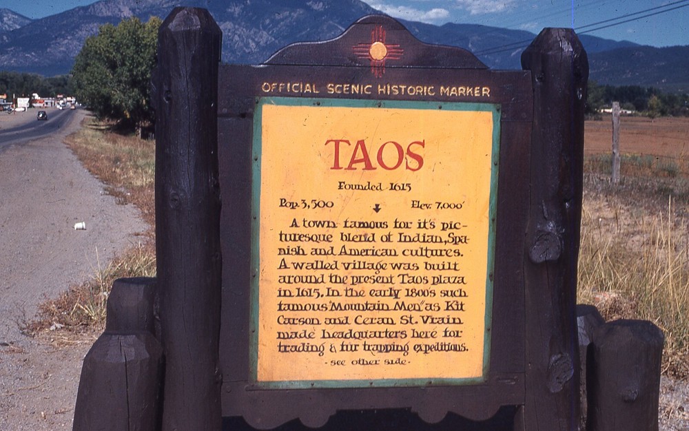 Vintage 35MM Photograph Slide Taos New Mexico Historic Marker 02/1961 pop 3,500
