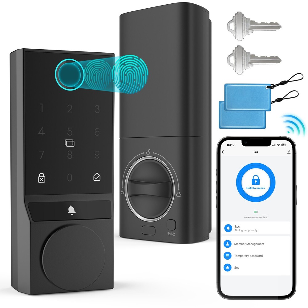 Smart G3 Fingerprint Door Lock - 6-in-1 Keyless Entry for Front Doors