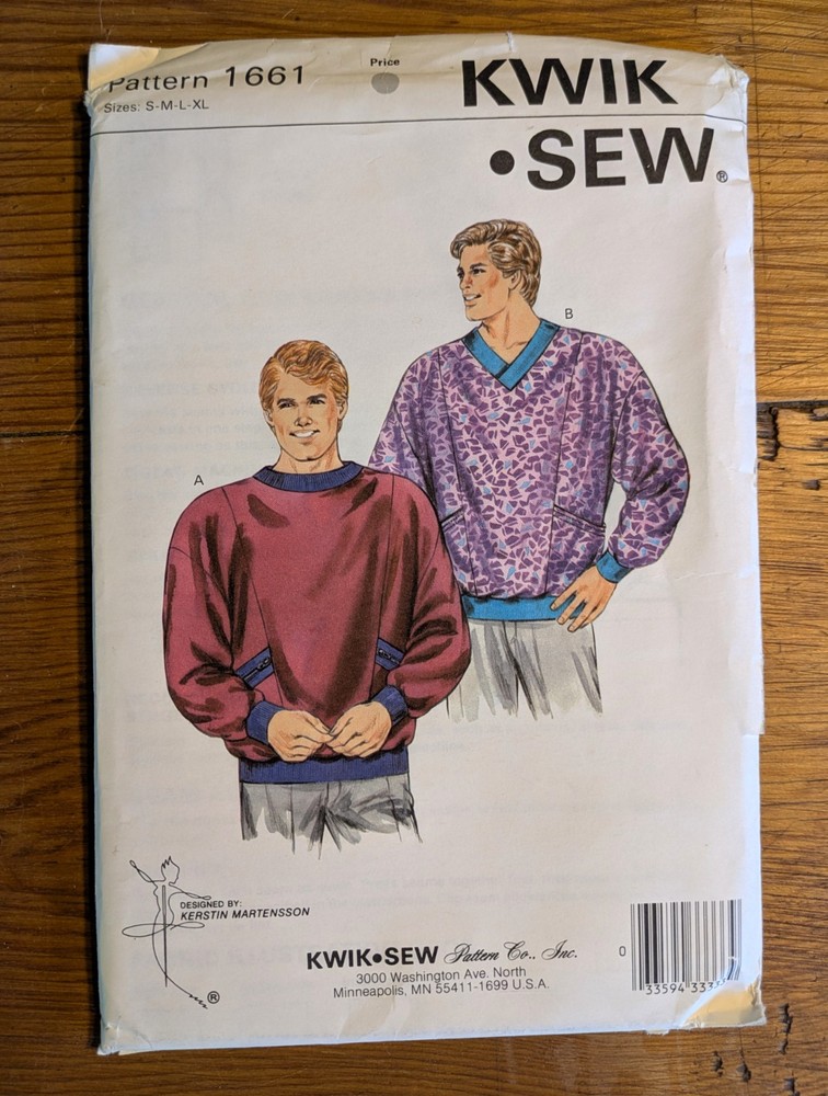 Kwik Sew 1661 Men's Knit Shirts uncut pattern S-XL