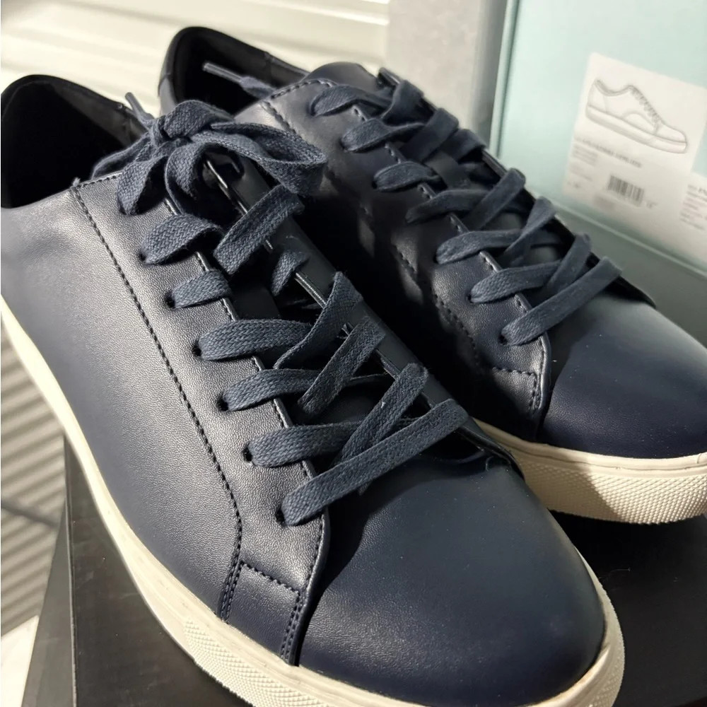 NEW Alfani Grayson Casual Sneakers Mens 8M Shoes Navy Blue  Faux Leather