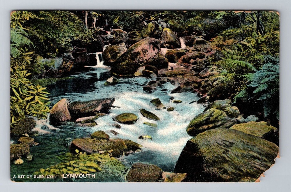 Lynmouth England United Kingdom, A Bit Of Glen Lyn, Vintage c1906 Postcard