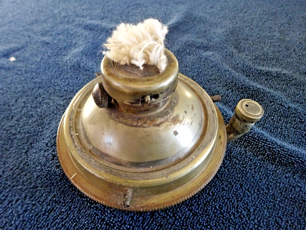Unusual Vintage weighted Brass Oil Lamp Burner-RAILWAY/MARINE?  England