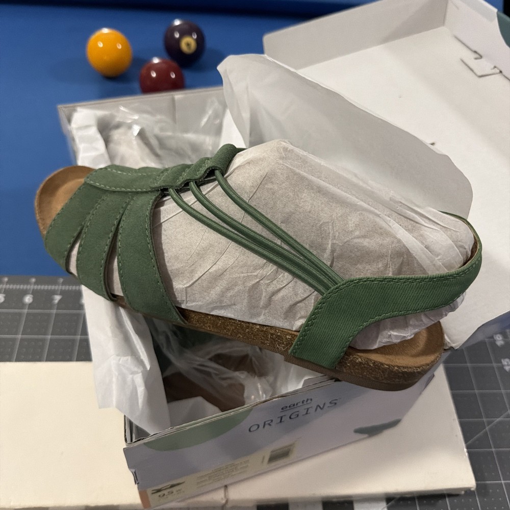 Earth Origins Laney Sandals Women’s 9.5 Wide Mint Green Faux Suede - New