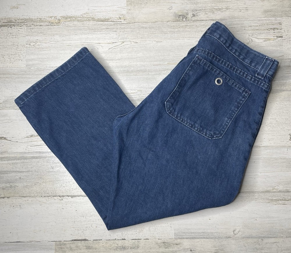 Vintage Tommy Hilfiger Nautical Blue Button Fly Crop Jeans Women's Size 10 Dark Wash